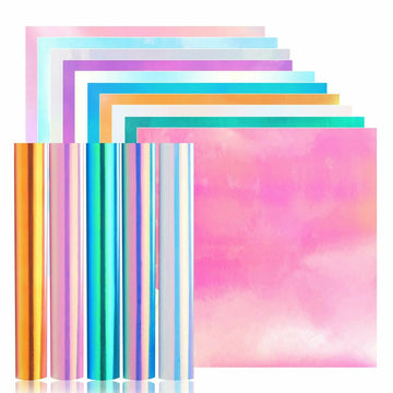 HTVRONT - Holografiskt självhäftande - Permanenta vinylark - 12 ark