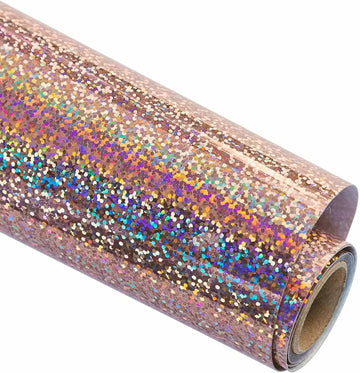 HTFRONT - Glitter självhäftande vinylrulle - Laserrosa guld