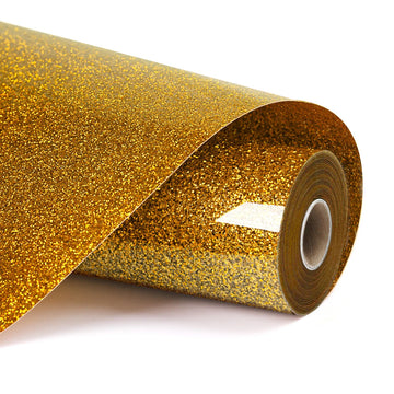 LOKLIK - Värmeöverföringsvinyl - 30,5 cm x 90 cm - Glittergyllene