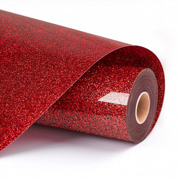 LOKLIK - Värmeöverföringsvinyl - 30,5 cm x 90 cm - Glitterröd