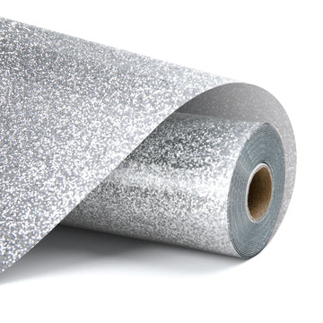 LOKLIK - Värmeöverföringsvinyl - 30,5 cm x 90 cm - Glittrig Silver
