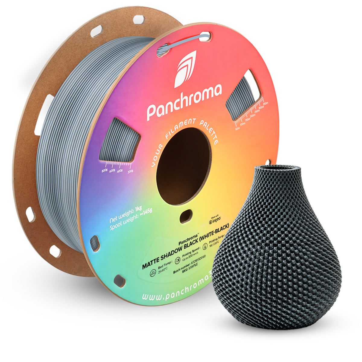 Polymaker Dual Shadow Examples Polymaker - Panchroma™ PLA Dual - Matt Shadow Black (Vit-Svart) - 1,75
