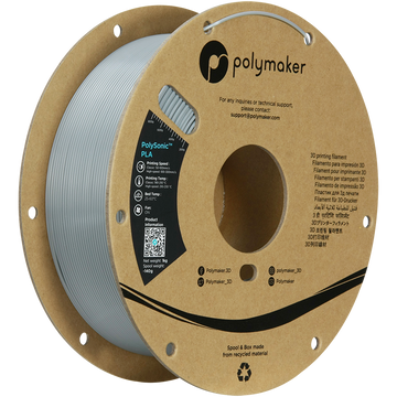 (UTGÅNG) - Polymaker - Polysonic - Höghastighets-PLA - Grå - 1,75 mm - 1 kg