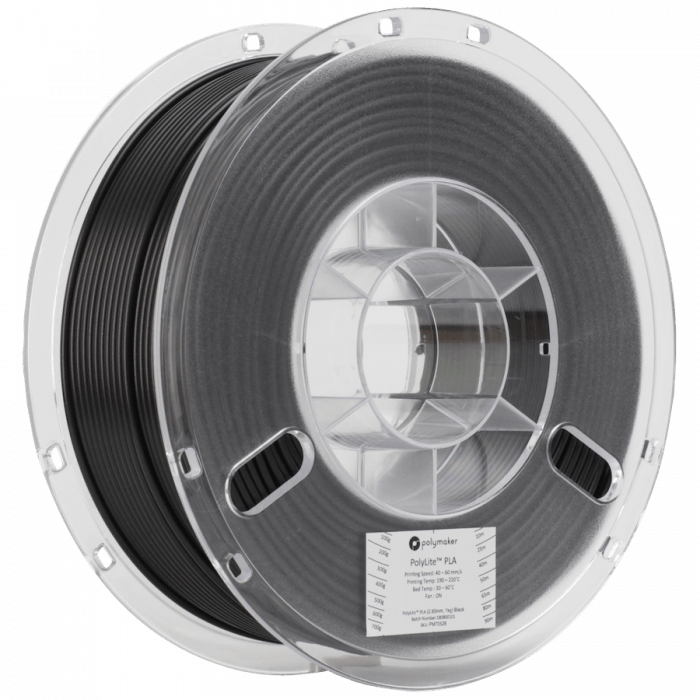 3kg - PolyMaker Polylite PLA - True Black- 1.75mm