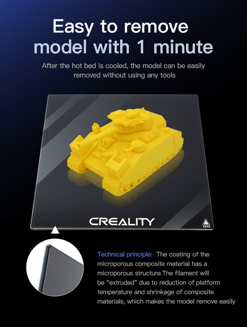 Creality 3D - Carborundum Glass Plate - Ex. Ender-3 MAX- CR-10S PRO - 310x320x4mm