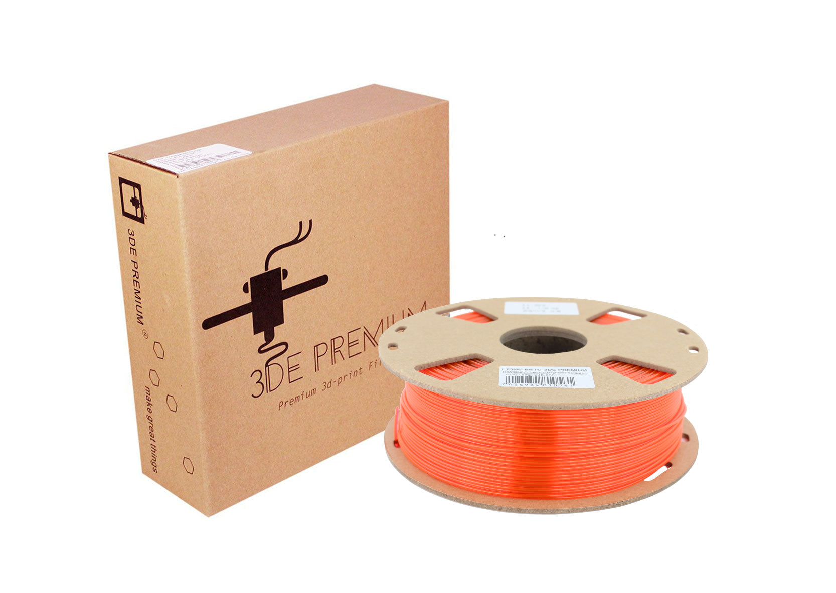 3DE Premium - PETG - Fluorescerande orange - 1,75 mm - 1 kg (halvtransparent)